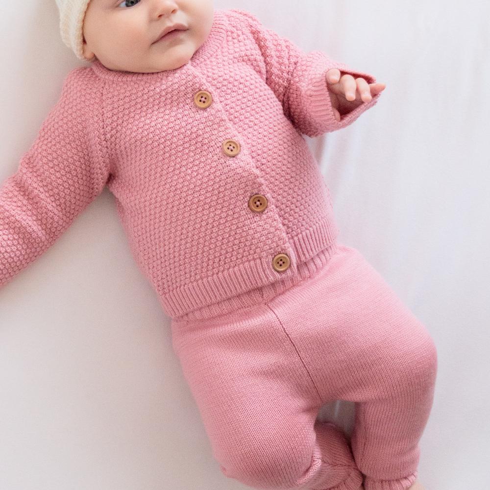 Merino Knit Cardigan - Pink