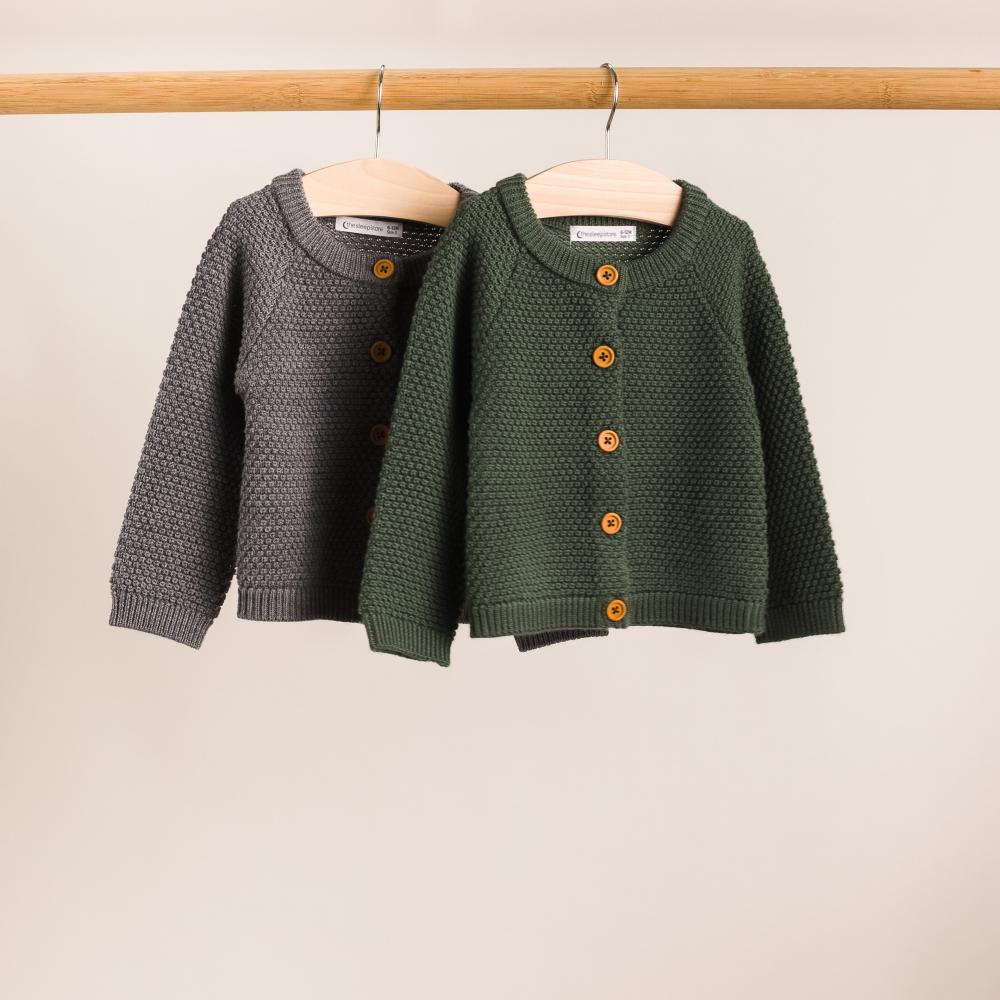 Merino Knit Cardigan - Dark Green