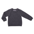Dark grey woolen knitted crew neck sweater on a white background