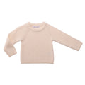 Cream seed stitch woolen knitted crew neck sweater on a white background