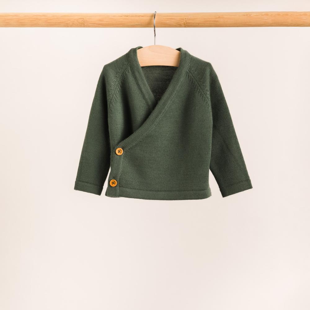 Merino Knit Kimono Cardigan - Dark Green