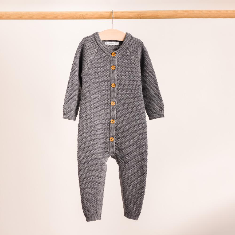 Merino Knit Onesie - Grey Marl