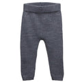 Grey woolen knitted baby pants on a white background