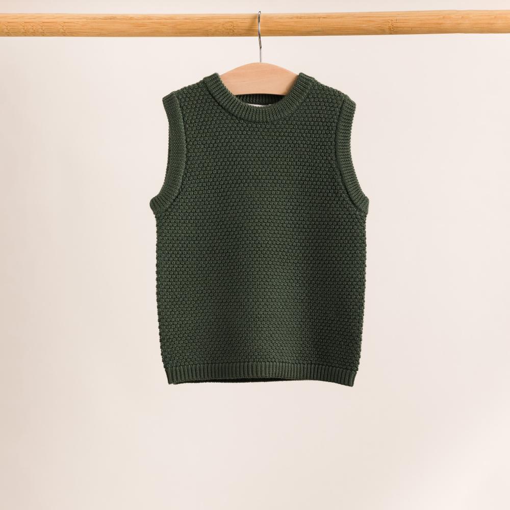 Merino Knit Vest - Dark Green