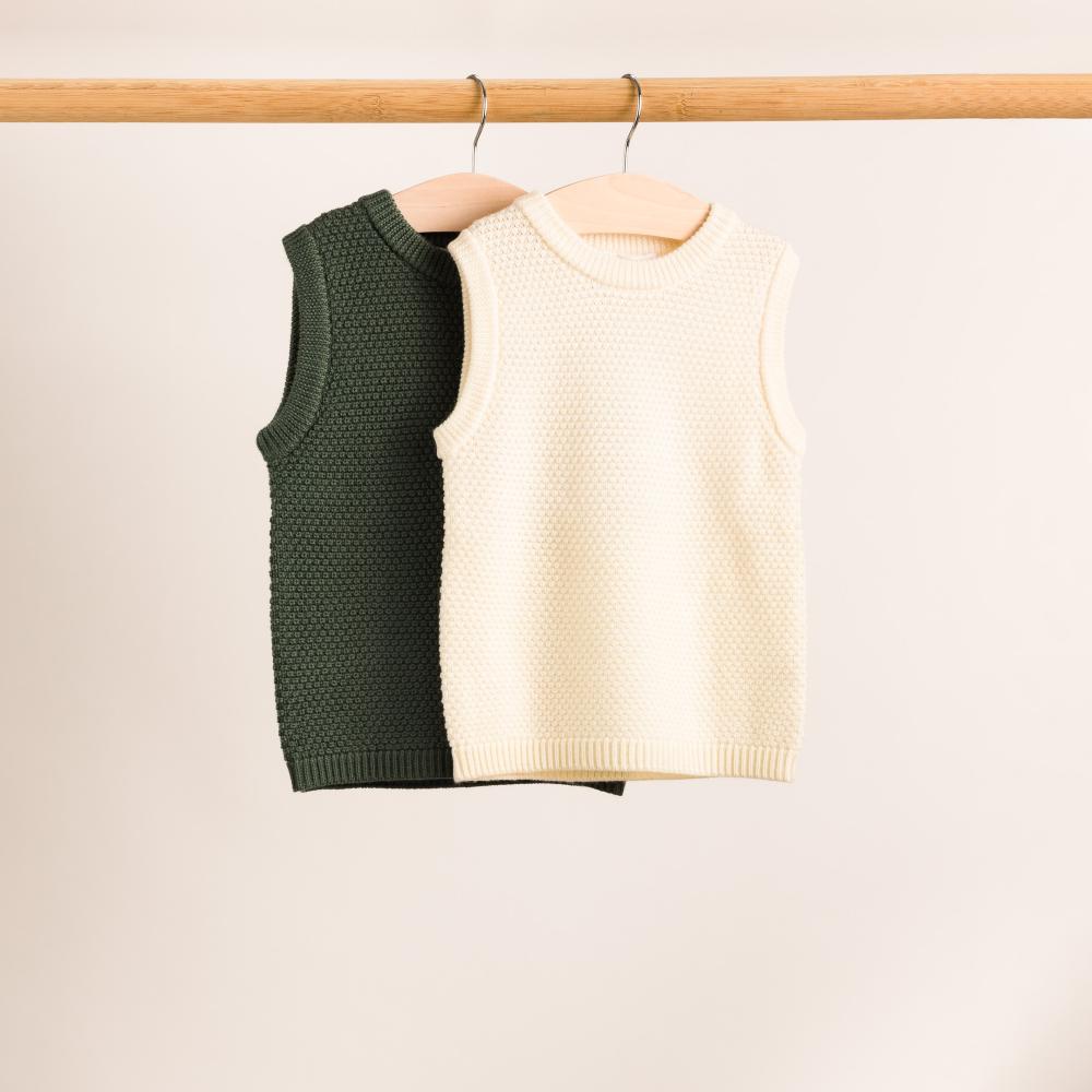 Merino Knit Vest - Dark Green