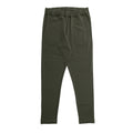 Olive green merino tencel fleece jogger pants with pockets on a white background 