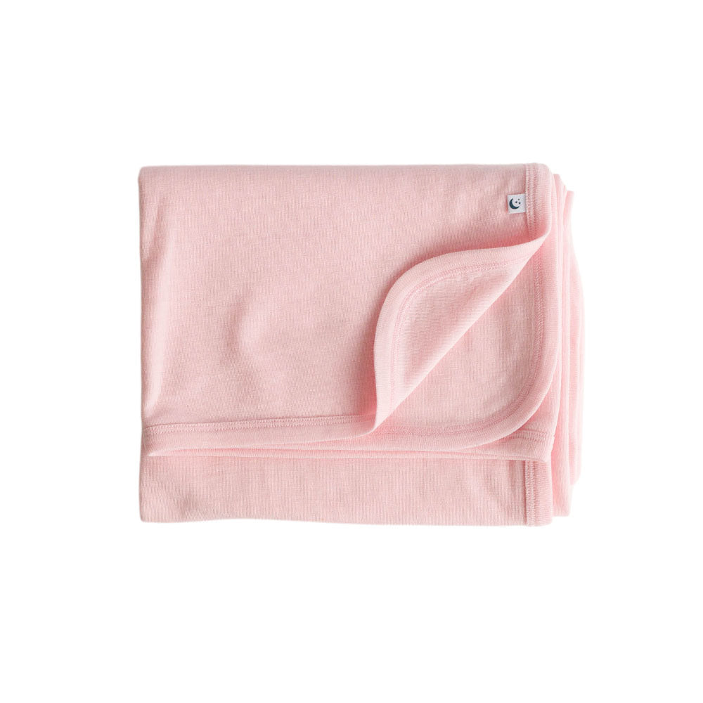 Merino Deluxe Rib Baby Swaddle Blanket - Blush