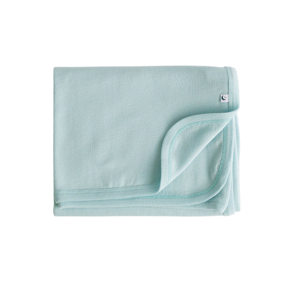 Merino Deluxe Rib Baby Swaddle Blanket - Soft Sky