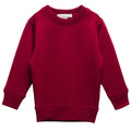 A long-sleeve crewneck merino fleece tencel crew sweatshirt in a deep burgundy red, shown flat against a plain white background
