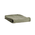 Olive green merino/tencel fleece blanket against a white background