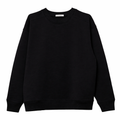 A black merino fleece crewneck sweatshirt with long sleeves, laid flat against a solid white background.