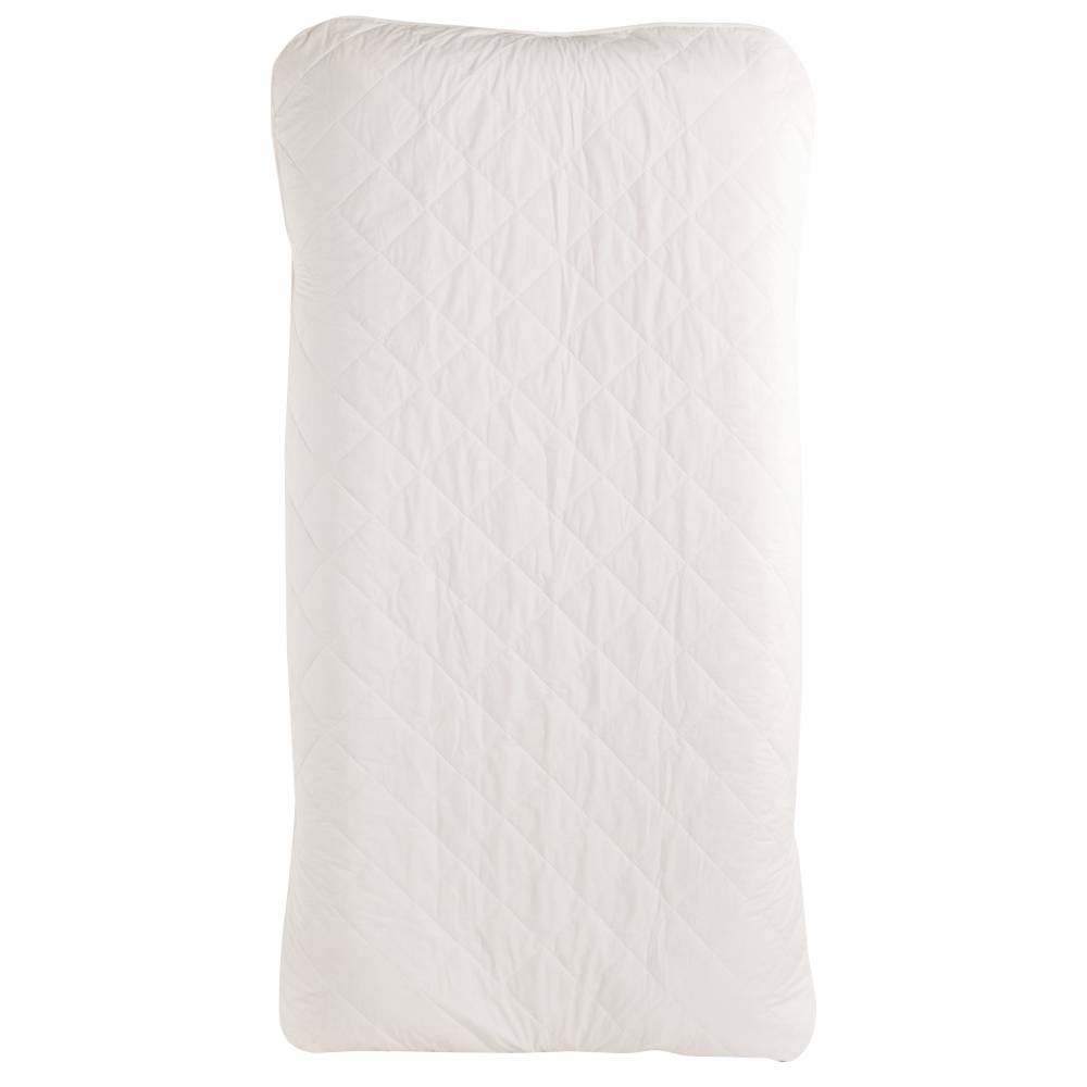 White quilted topper on kids inflatable bed on a white background