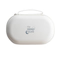 Cream breast pump carrying case with handle and 'the sleep store' logo on a white background