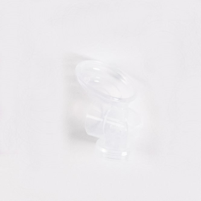 Clear plastic pump part on a white background