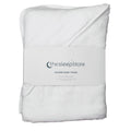 White cotton terry hooded baby towel with 'thesleepstore' branding on a white background