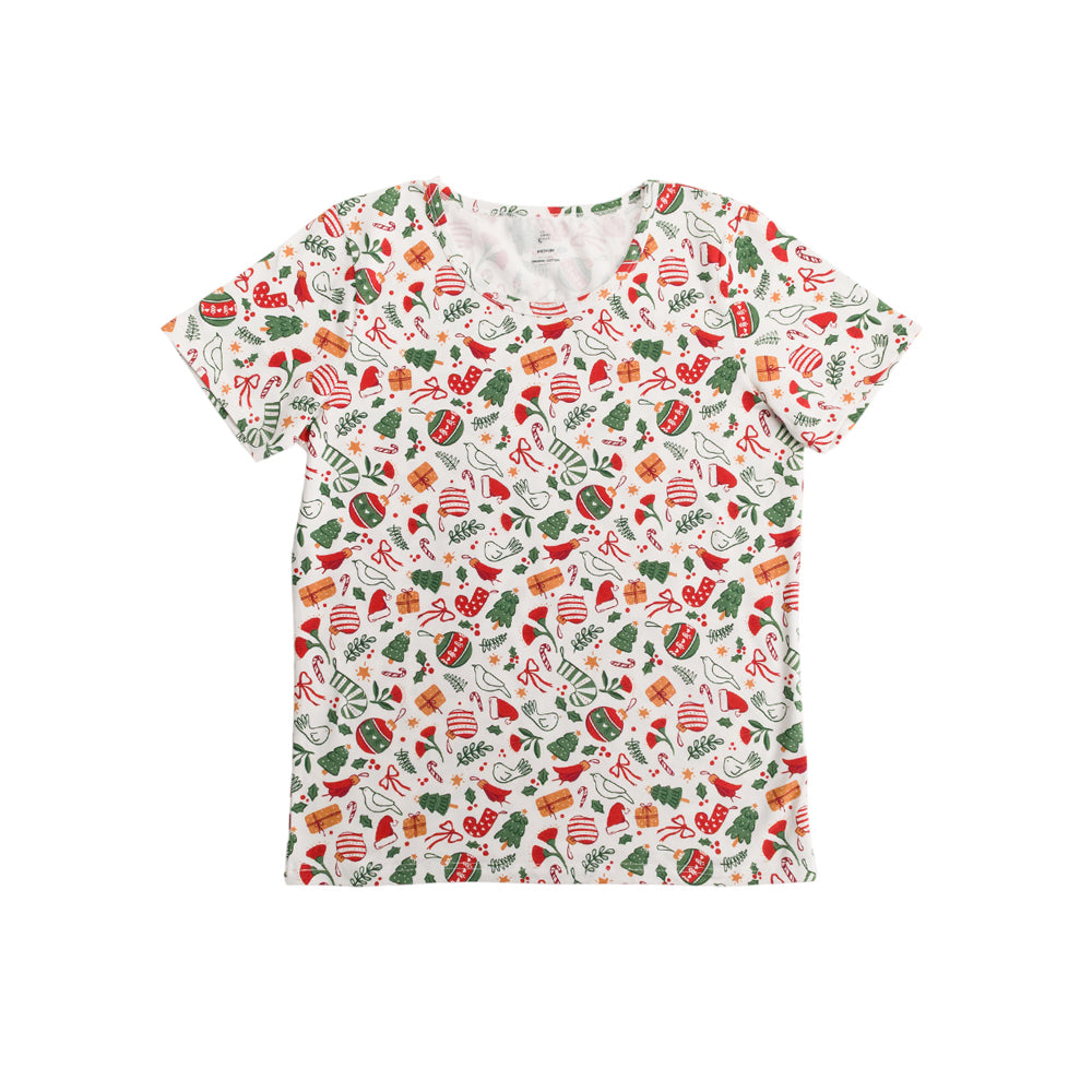 Organic Cotton Adult Scoop PJ Top - Christmas