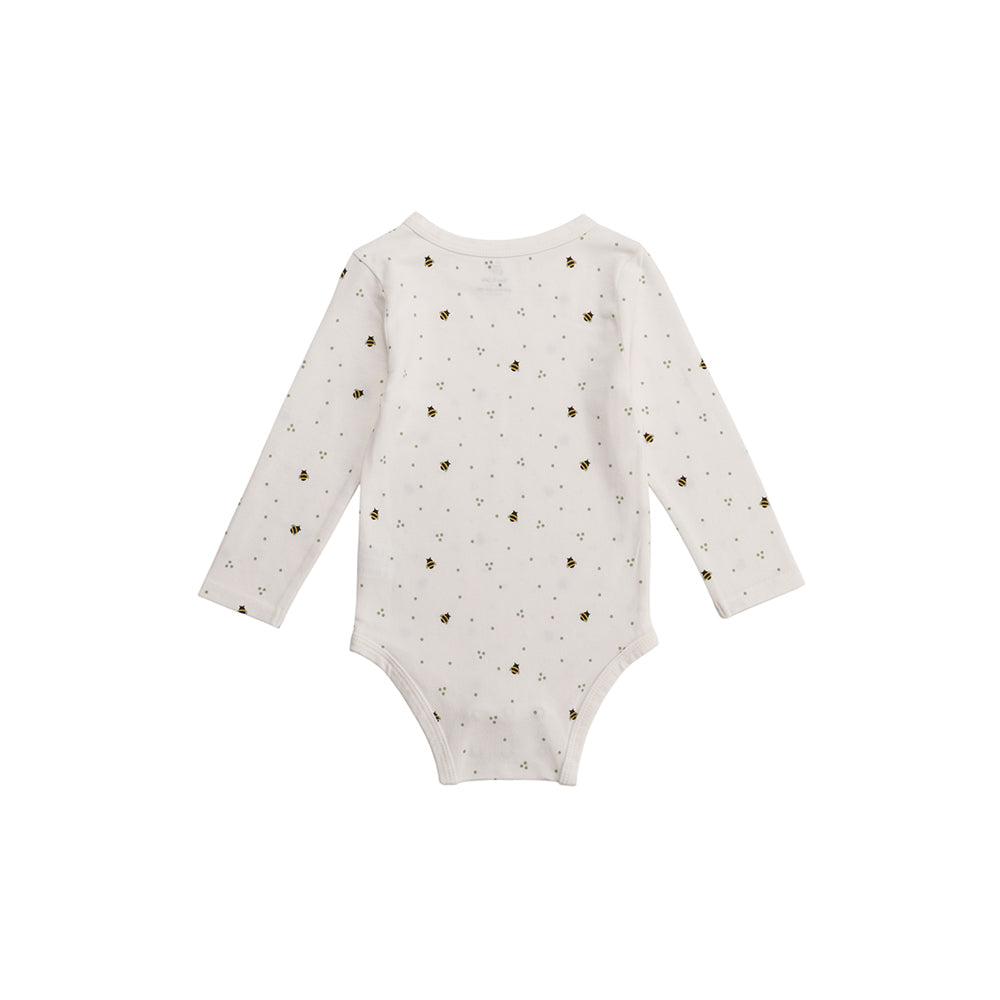 Organic Cotton Long Sleeve Bodysuit - Natural Bee