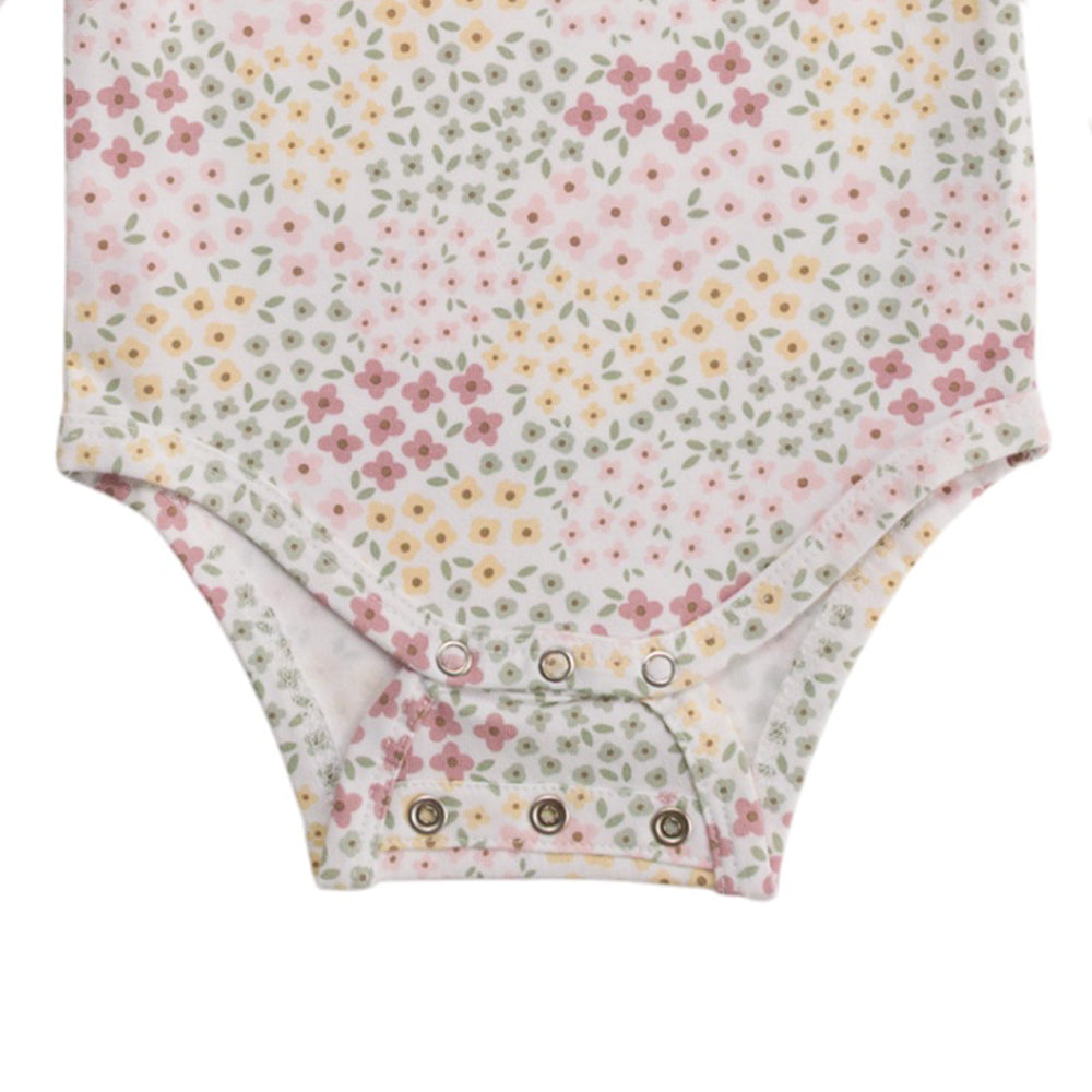 Organic Cotton Long Sleeve Bodysuit - Pink Bea Floral
