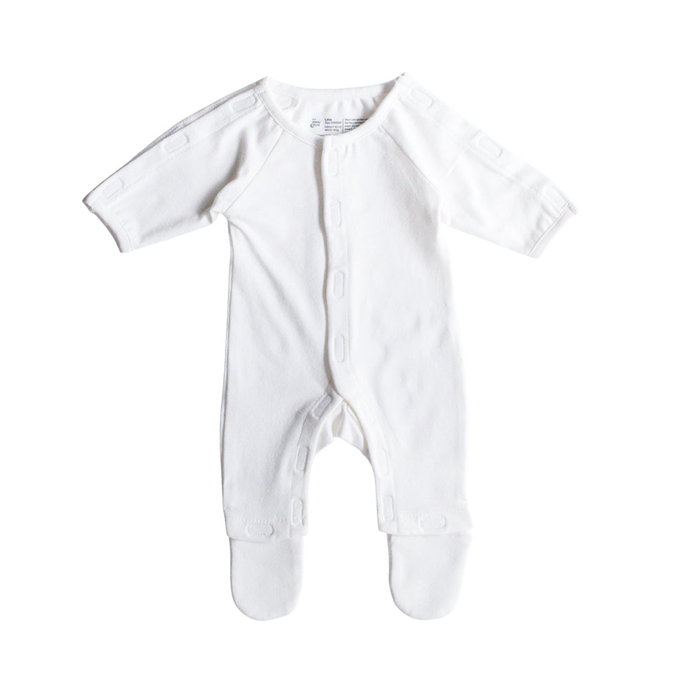 Cream Small Baby Onesie on a white background