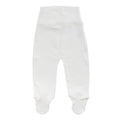 Natural colour baby footed pants on a white background. 