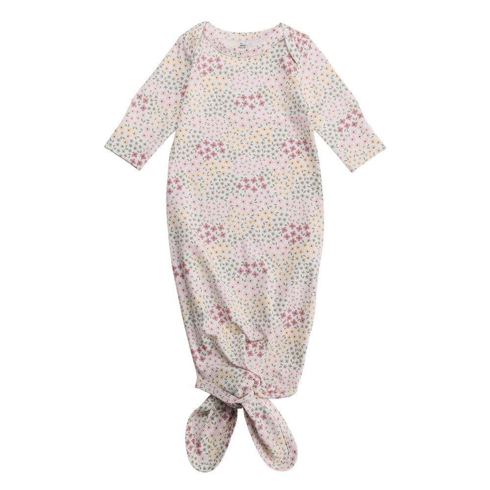Cotton Knotted Gown in floral print on a white background