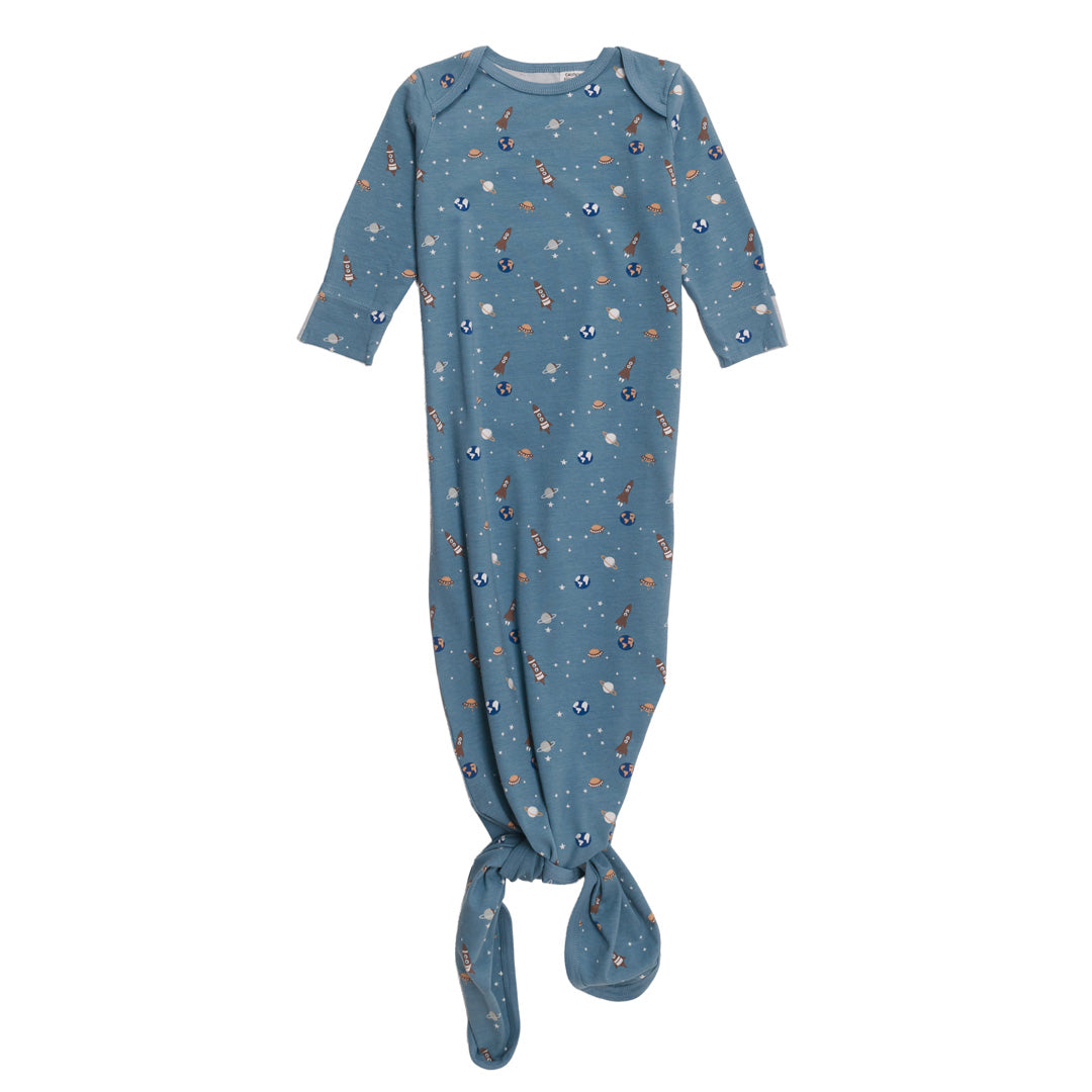 Cotton Knotted Gown in space print on a white background