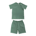 Fern green short sleeve PJs on a white background. 