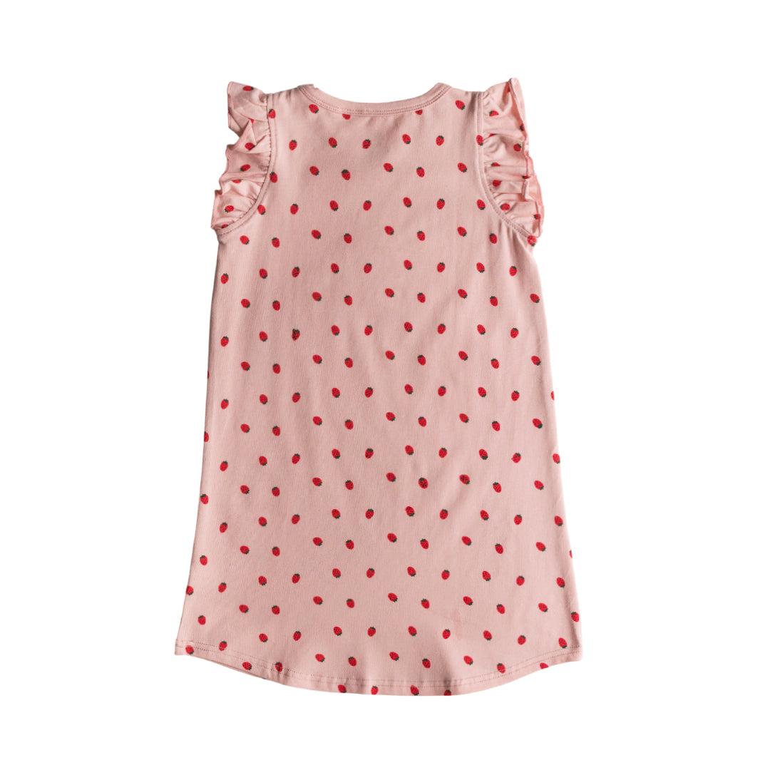 Organic Cotton Summer Nightie - Blush Strawberries