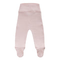Cotton Pointelle Footed Pants - Blush, on a white background. 