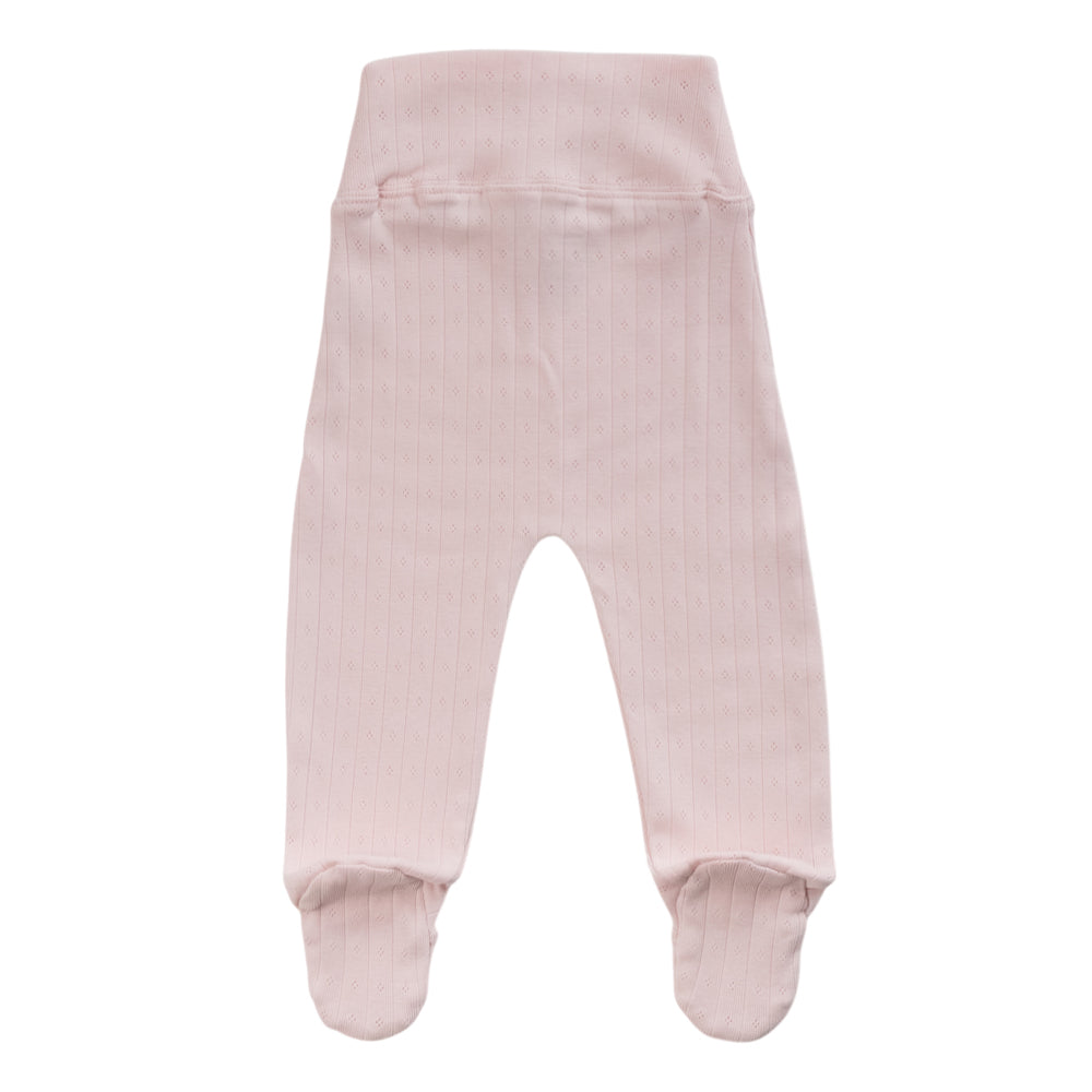 Cotton Pointelle Footed Pants - Blush