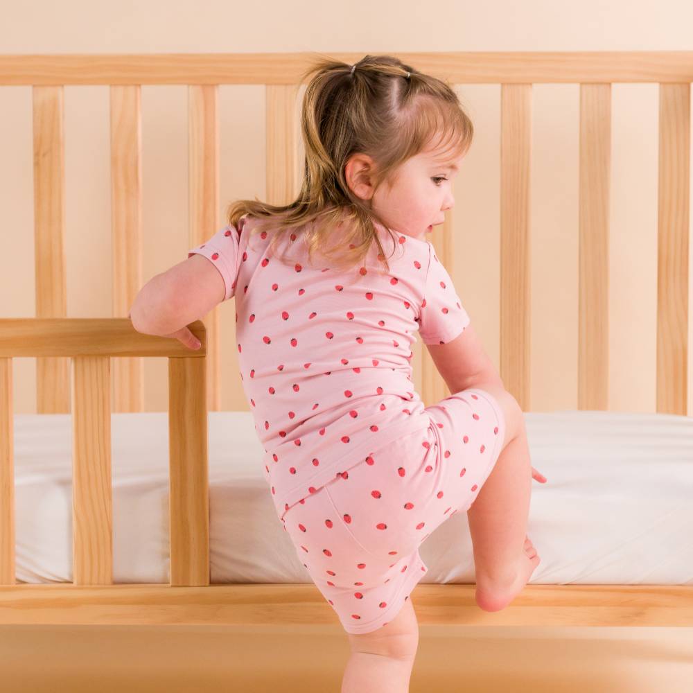 Organic Cotton Short Sleeve Pyjamas - Blush Strawberries