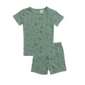 Green Safari print summer short sleeve pyjamas on a white background