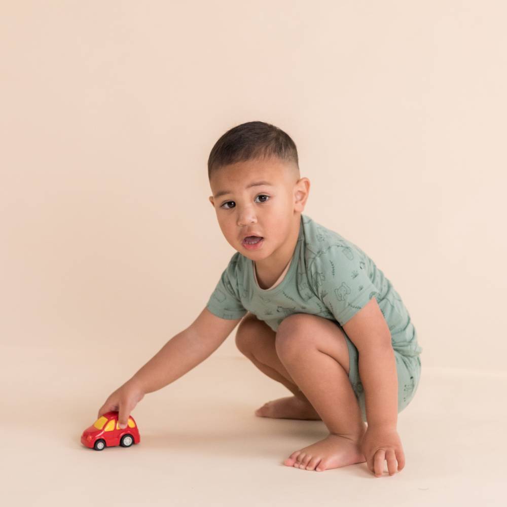 Organic Cotton Short Sleeve Pyjamas - Fern Safari