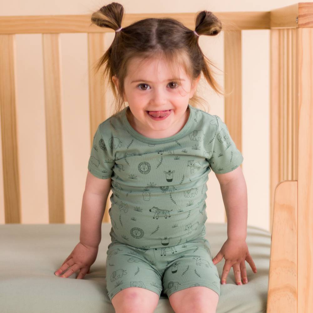 Organic Cotton Short Sleeve Pyjamas - Fern Safari