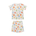 Rainbow print summer short sleeve pyjamas on a white background