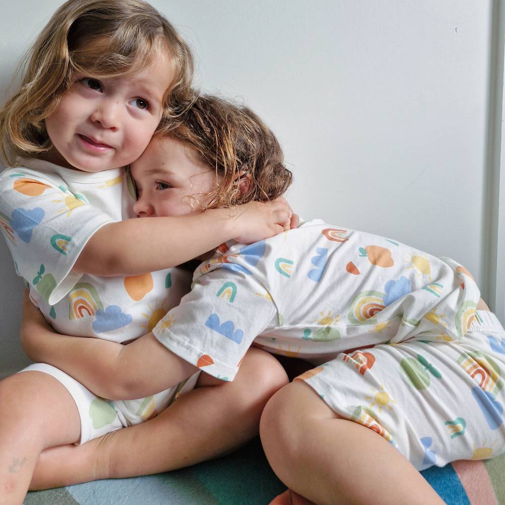 Organic Cotton Short Sleeve Pyjamas - Blush Strawberries