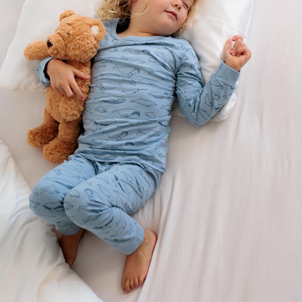 Organic Cotton Long Sleeve Pyjamas - Blue Whales