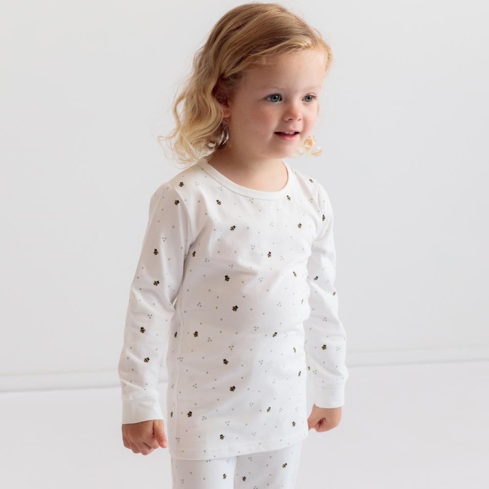 Organic Cotton Long Sleeve Pyjamas - Natural Bees