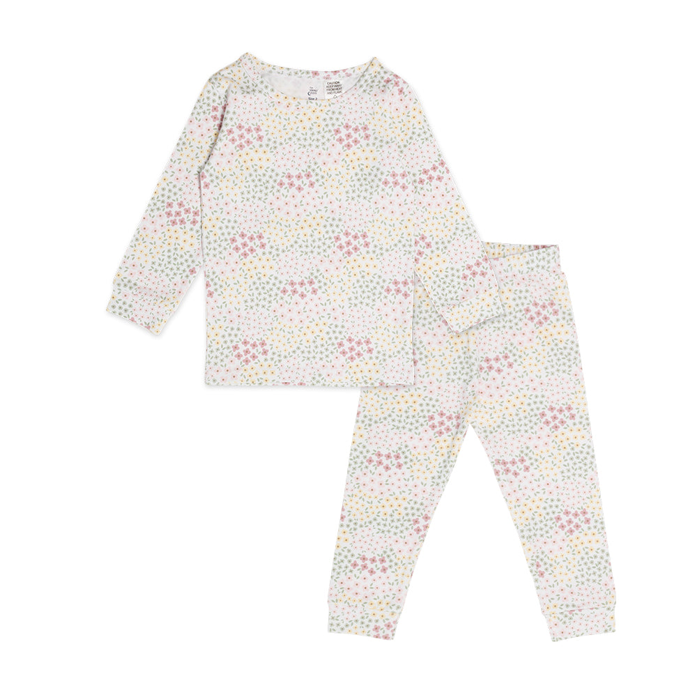 Cotton Pyjama set in Pink Floral print on a white background