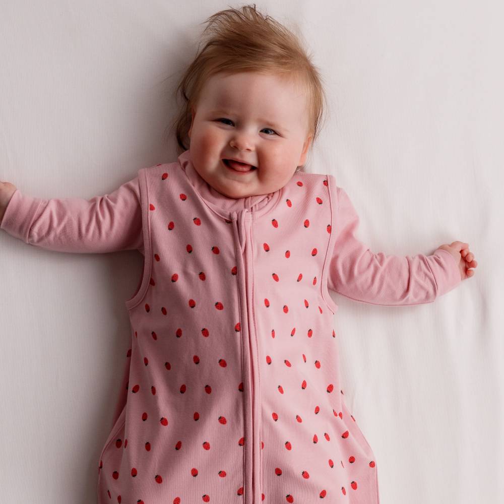 0.2 tog Organic Cotton Sleeping Bag - Blush Strawberries