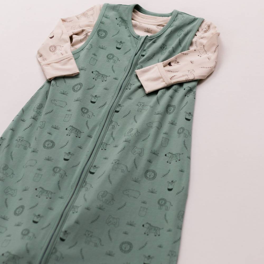 0.2 tog Organic Cotton Sleeping Bag - Fern Safari