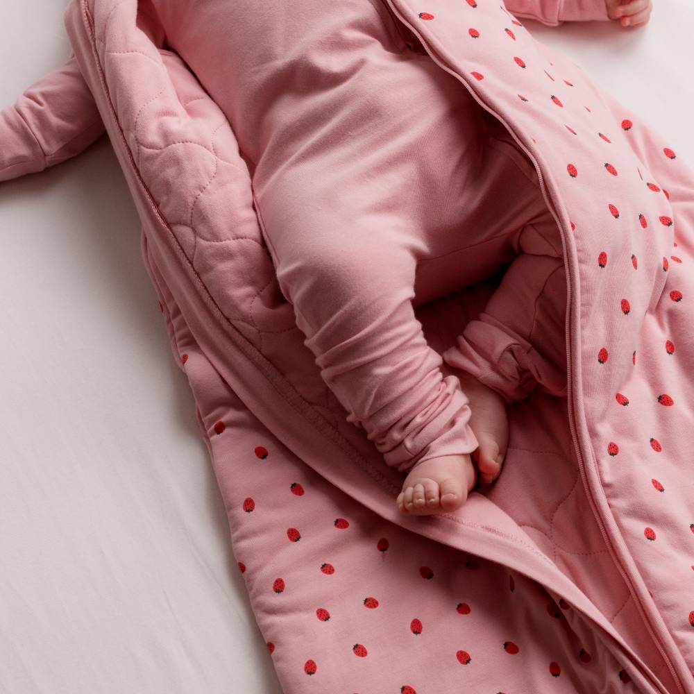 3.0 tog Organic Cotton Sleeping Bag - Blush Strawberries