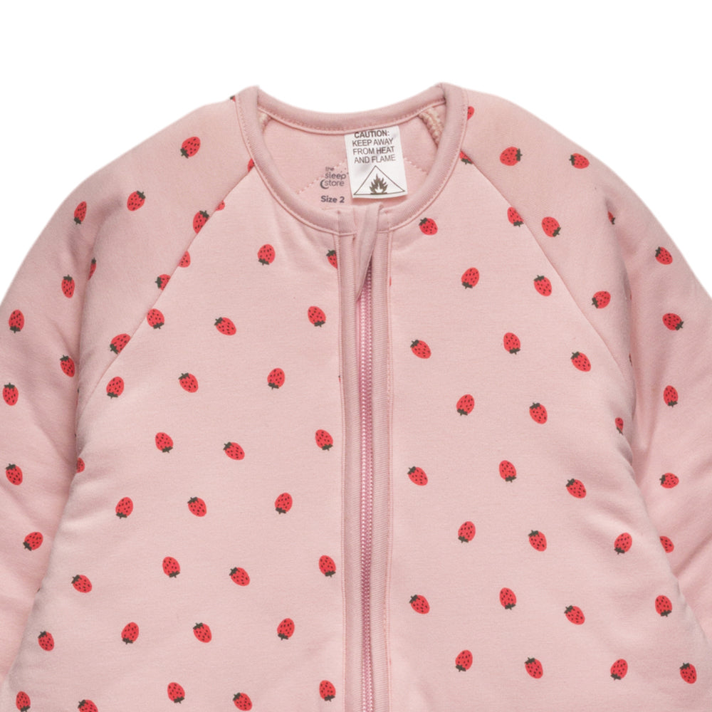 3.0 tog Organic Cotton Sleeved Sleep Suit - Blush Strawberries
