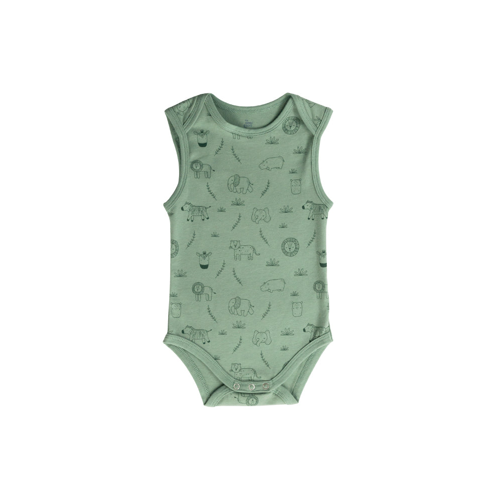 Fern Safari print cotton singletsuit on a white background