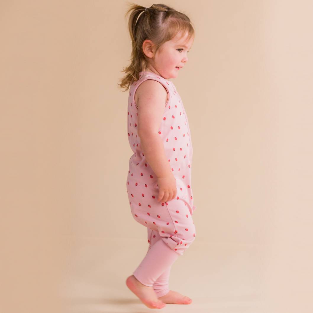 0.2 tog Organic Cotton Sleeping Suit - Blush Strawberries