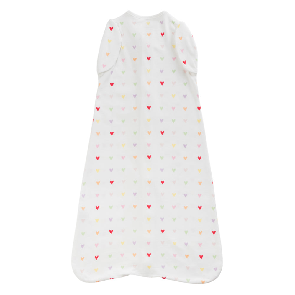 0.2 tog Organic Cotton Swaddle Sleep Bag - Mini Hearts