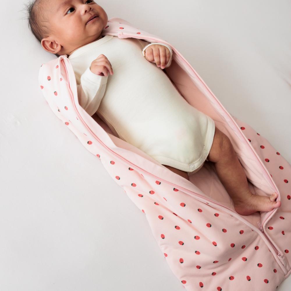 3.0 tog Organic Cotton Transition Swaddle Bag - Blush Strawberries