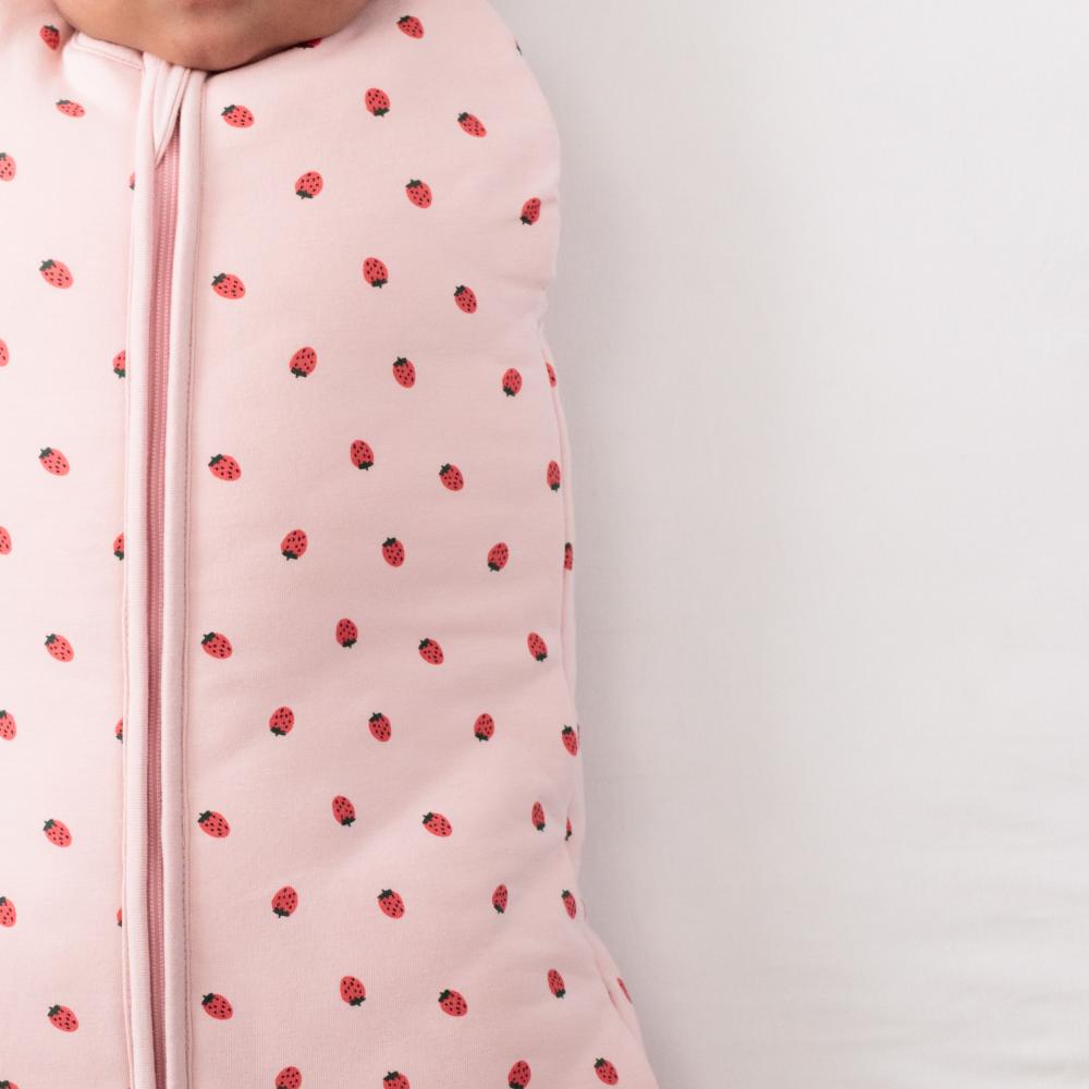 3.0 tog Organic Cotton Transition Swaddle Bag - Blush Strawberries