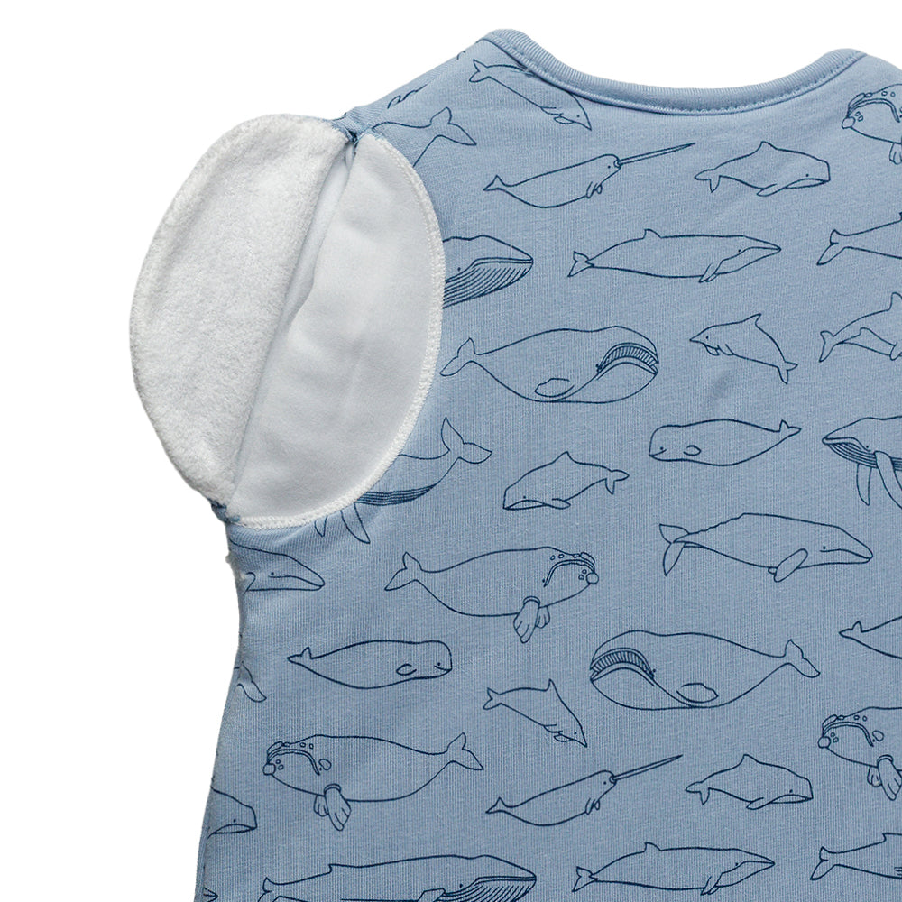 3.0 tog Organic Cotton Transition Swaddle Bag - Blue Whales