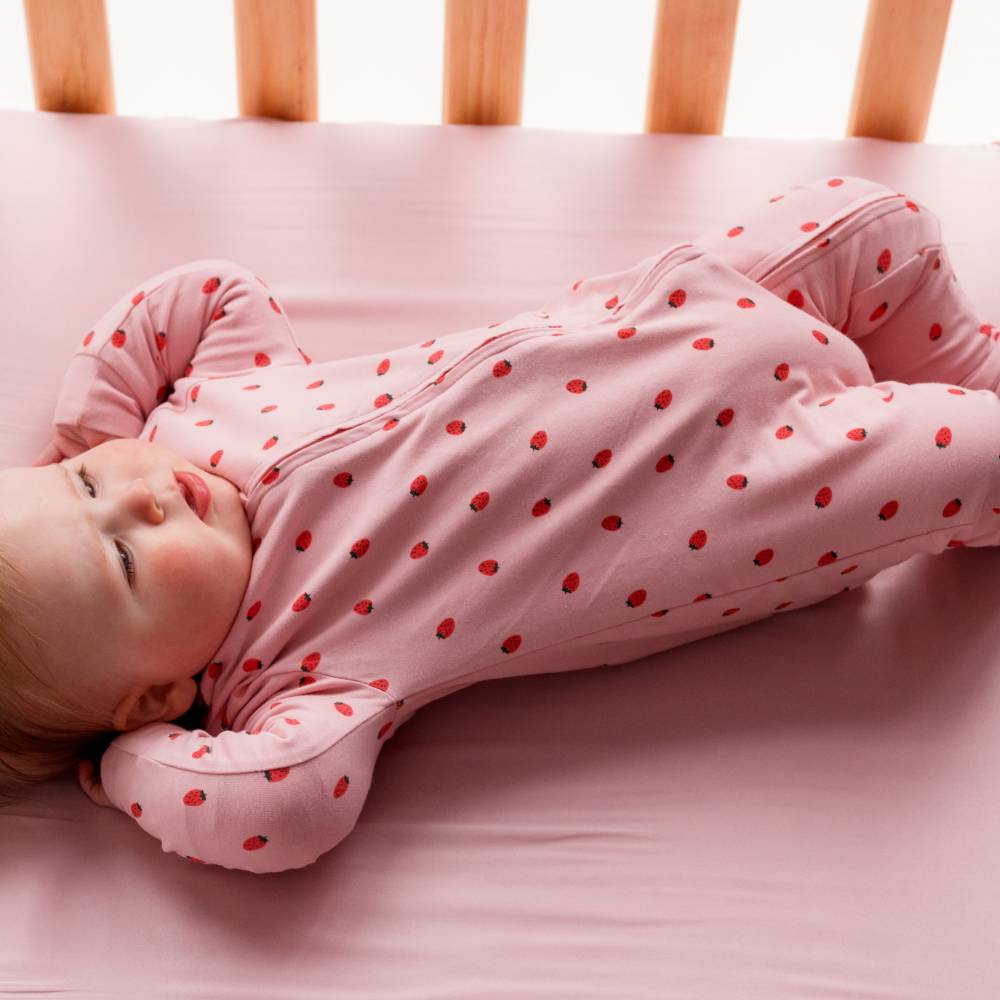 Organic Cotton Zipsuit - Blush Strawberries